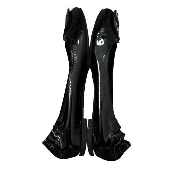 Tory Burch Reva Black Patent Leather Logo Ballet Flats Shoes Woman’s 6 - Picture 4 of 7